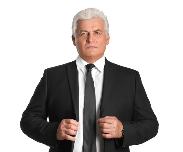 Stylish Senior Man White Background — Stock Photo, Image
