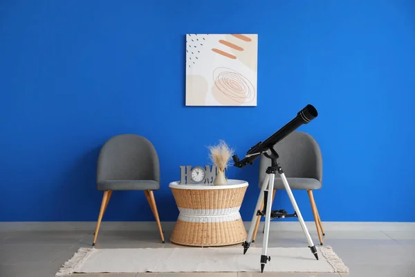 Interior Modern Room Telescope — Stock Photo, Image
