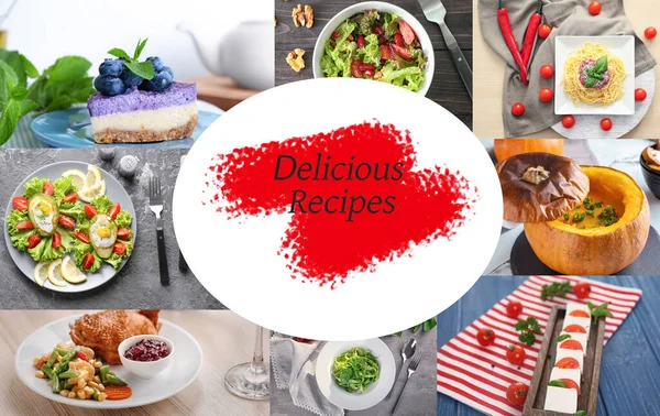 Collage Different Delicious Recipes — Stock Photo, Image