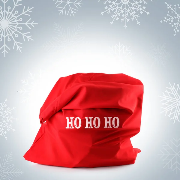 Santa Claus Bag Full Gifts Grey Background — Stock Photo, Image