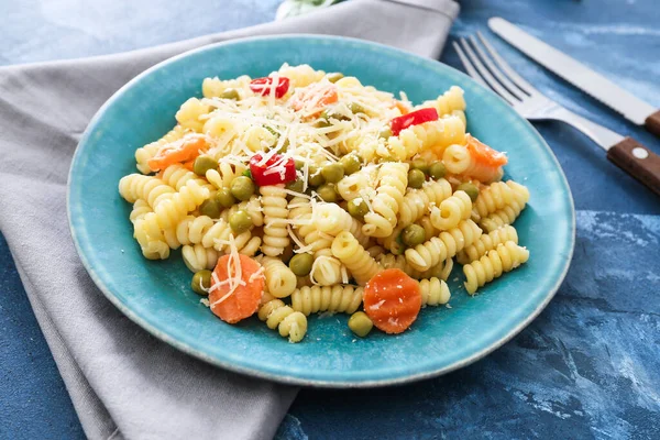 Plate Tasty Pasta Primavera Table — Stock Photo, Image