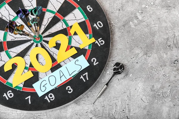 Figure 2021 Dartboard Text Goals Grunge Background — Stock Photo, Image