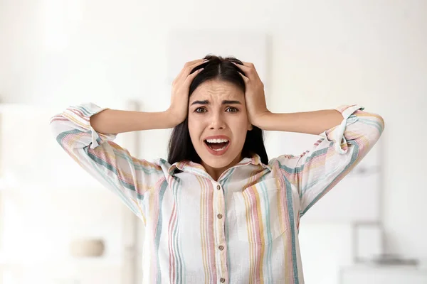 Stressed Young Businesswoman Office — Stock Photo, Image