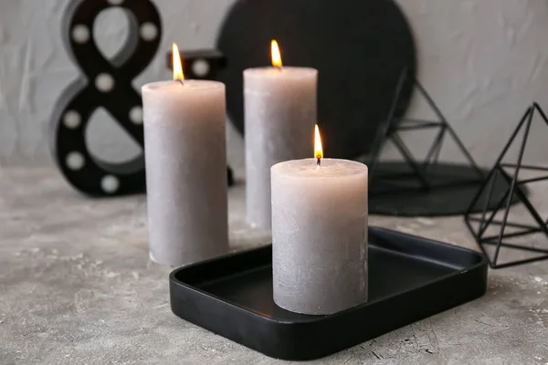 Belas Velas Aroma Fundo Grunge — Fotografia de Stock