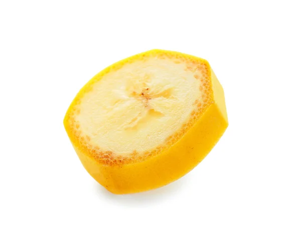 Fetta Banana Saporita Sfondo Bianco — Foto Stock