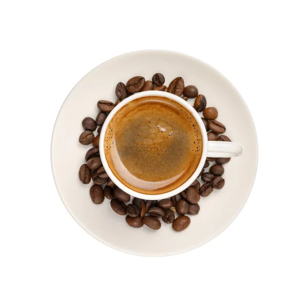 Beker Van Hete Espresso Witte Achtergrond — Stockfoto
