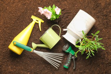 Toprakta bitki yetiştirmek için malzeme.