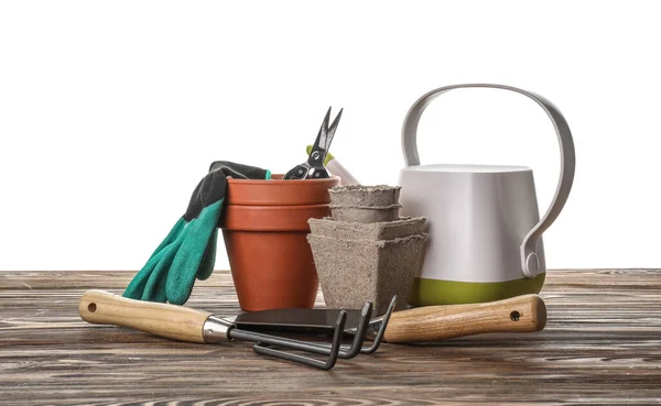 stock image Gardening tools on white background