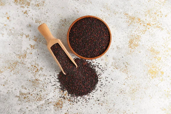 Bowl Scoop Healthy Quinoa Light Background — Stock Photo, Image