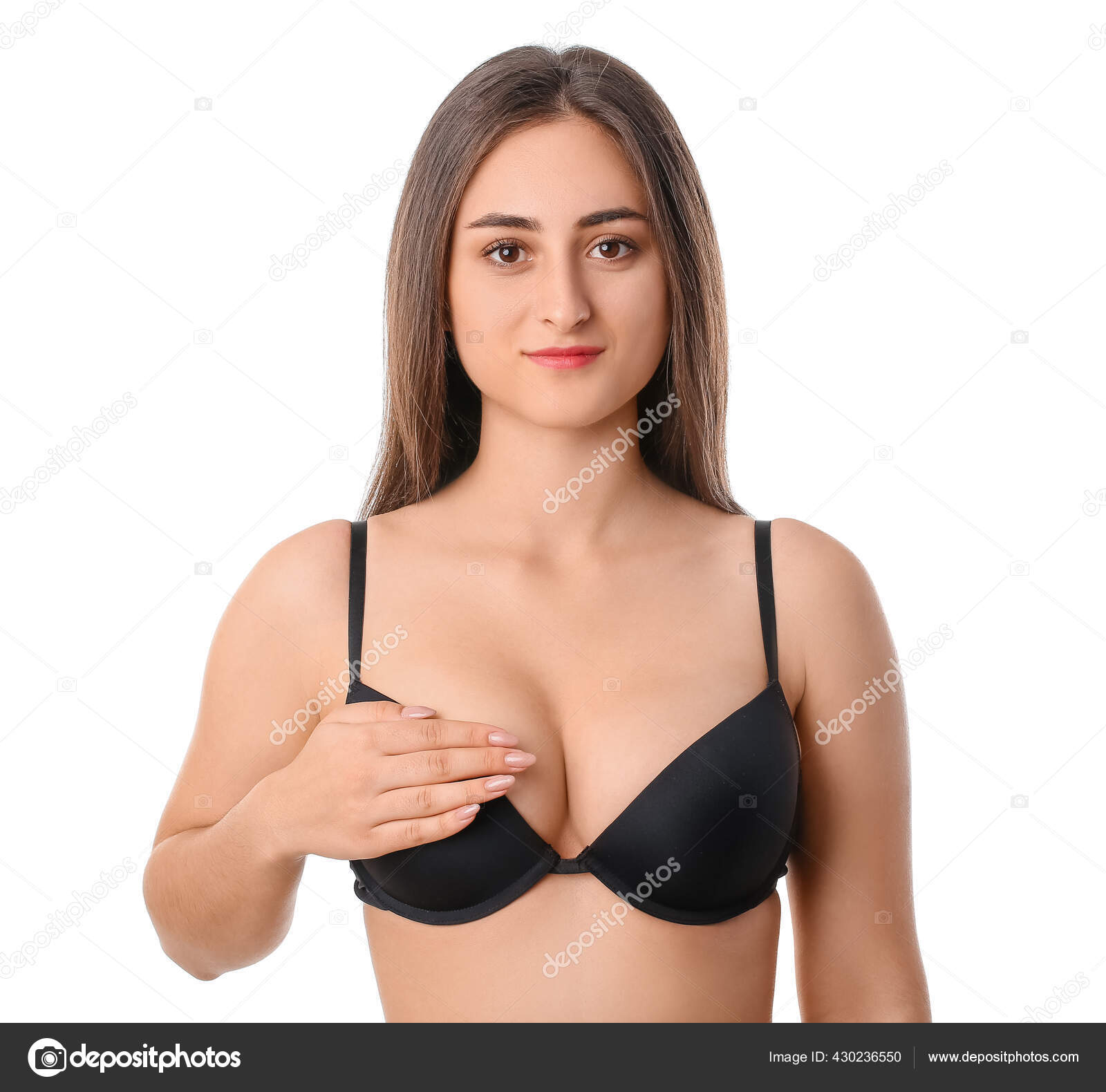 Young Woman Bra White Background Stock Photo by ©serezniy 430236550