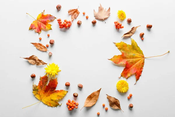Frame Made Autumn Leaves White Background — Stock Photo, Image