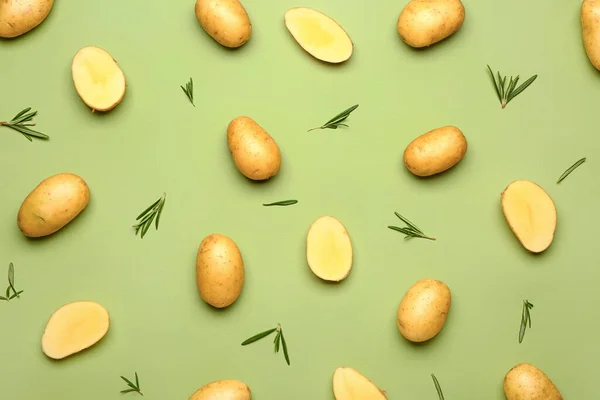 Raw Potatoes Color Background — Stock Photo, Image