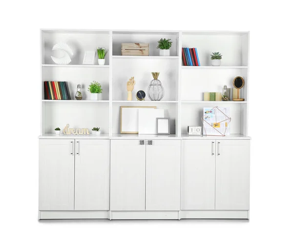 Modern Shelf Unit White Background — Stock Photo, Image