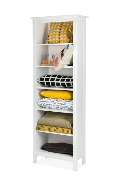 Modern Shelf Unit Cushions White Background — Stock Photo, Image