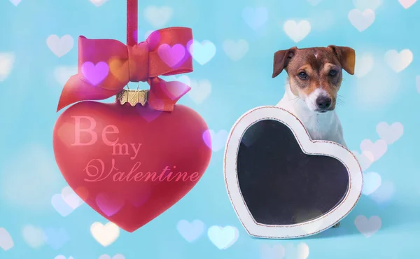 Mooie Wenskaart Met Hond Voor Valentijnsdag — Stockfoto