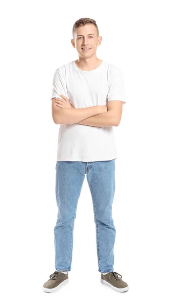 Jeune Homme Sur Fond Blanc — Photo