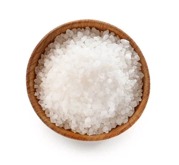 Schüssel Mit Salz Auf Weißem Hintergrund — Stockfoto