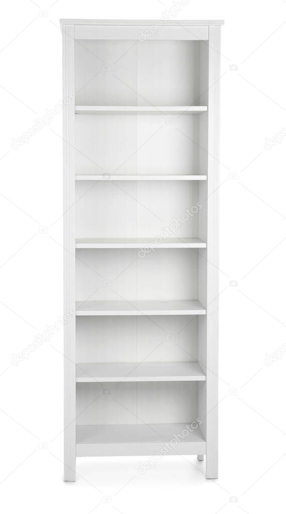 Modern empty shelf unit on white background