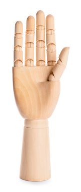 beyaz arkaplanda tahta el