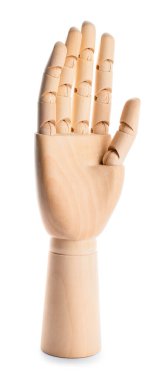 beyaz arkaplanda tahta el