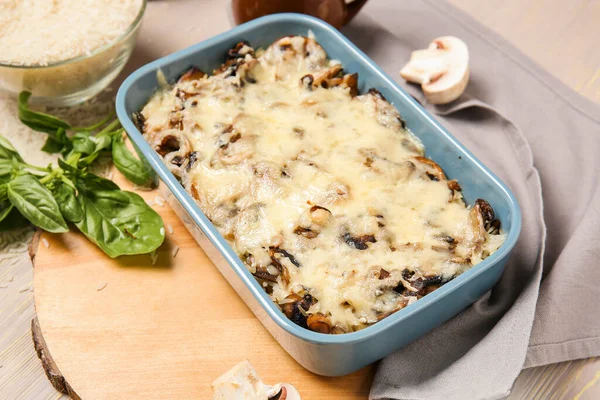 Baking Dish Tasty Rice Casserole Table — Stock Photo, Image