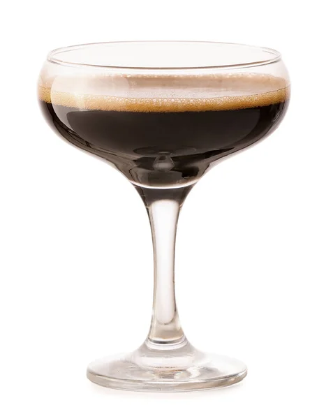Ένα Ποτήρι Γευστικό Κοκτέιλ Espresso Martini Λευκό Φόντο — Φωτογραφία Αρχείου