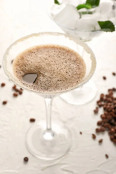 Glass Tasty Espresso Martini Cocktail Light Background — Stock Photo, Image