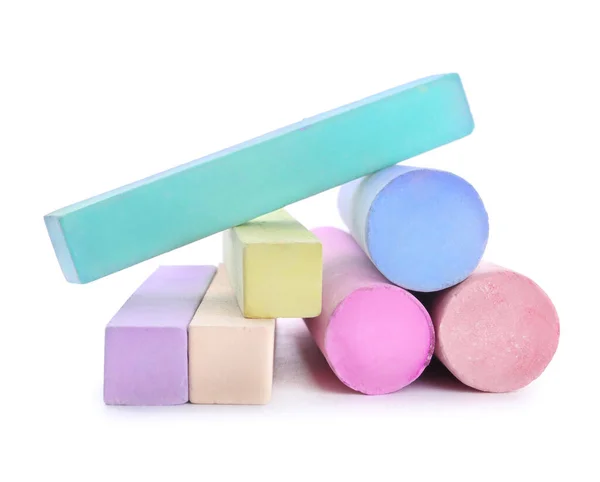 Colorful Chalks White Background — Stock Photo, Image