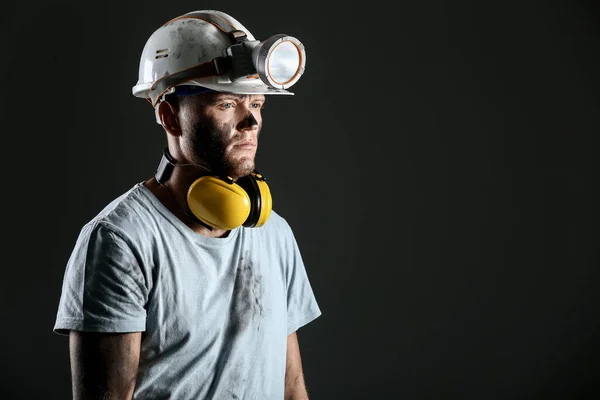 Miner Man Dark Background — Stock Photo, Image