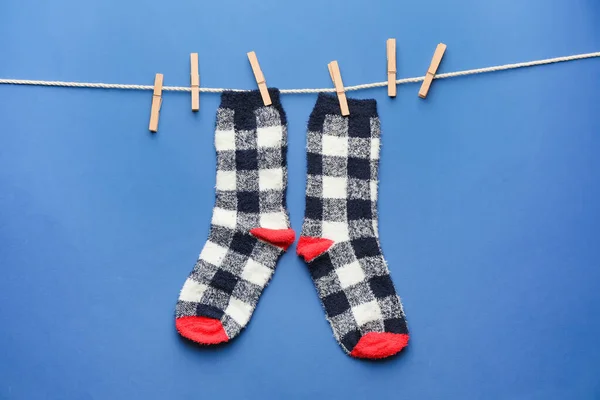 Rope Warm Socks Color Background — Stock Photo, Image