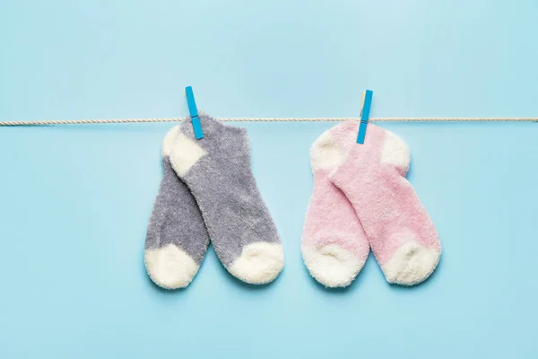 Rope Warm Socks Color Background — Stock Photo, Image