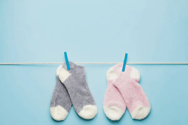 Rope Warm Socks Color Background — Stock Photo, Image