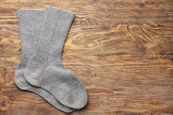 Warm Socks Wooden Background — Stock Photo, Image