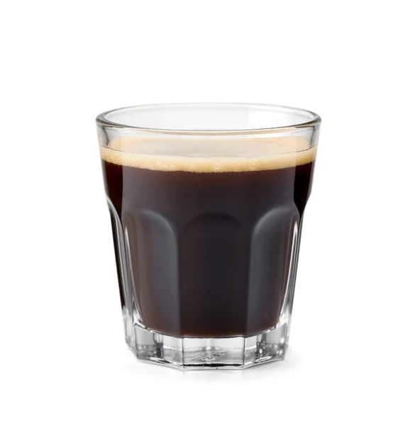 Glas Hete Espresso Witte Achtergrond — Stockfoto