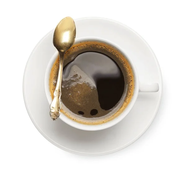 Kopp Med Varm Espresso Vit Bakgrund — Stockfoto