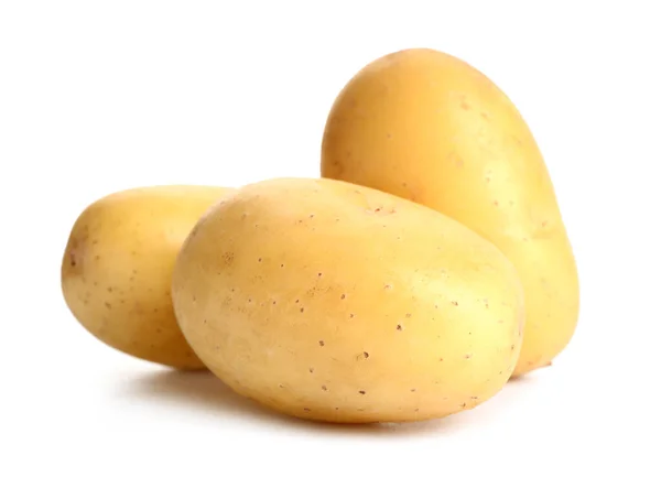Rauwe Aardappelen Witte Achtergrond — Stockfoto