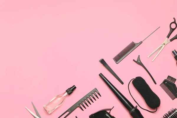 Set Hairdresser Tools Color Background — Stock Photo, Image