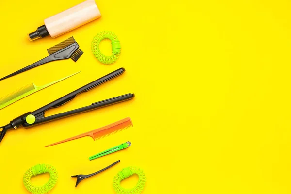 Set Hairdresser Tools Color Background — Stock Photo, Image