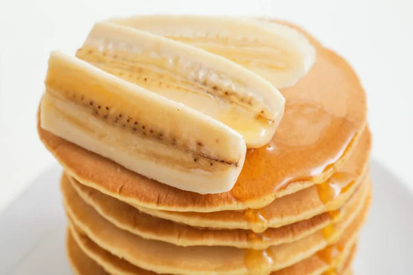 Tasty Banana Pancakes Plate Closeup — Stock Photo, Image