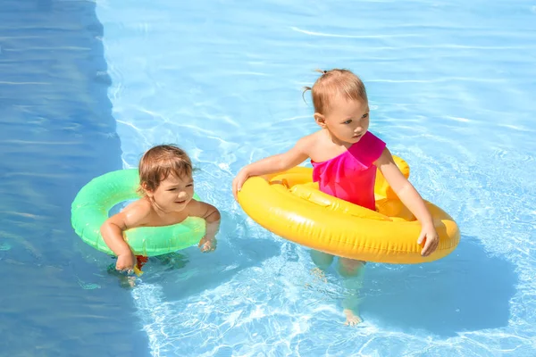 Cute Little Children Swimming Pool — Stock Photo, Image