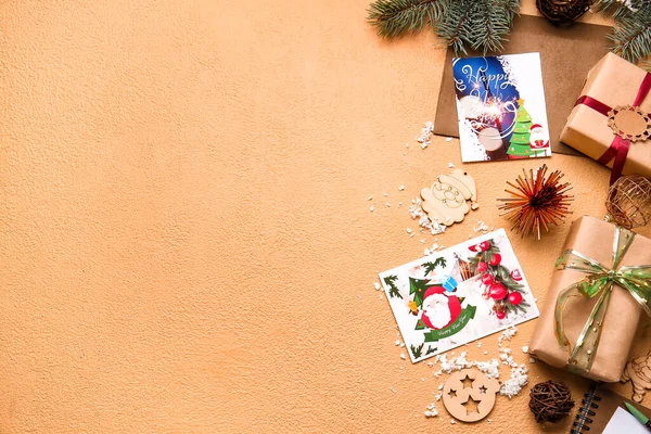 新年のお祝いや色の背景の贈り物のための美しいグリーティングカード — ストック写真