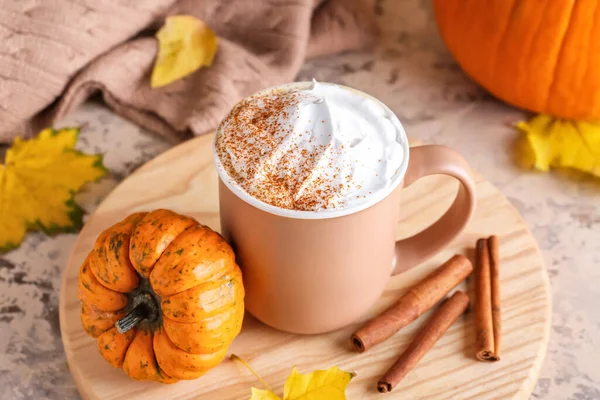 Cup Pumpkin Cappuccino Table — Stock Photo, Image