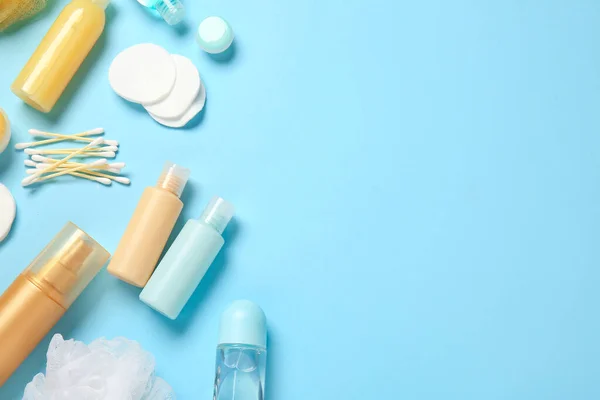 Travel Cosmetics Kit Color Background — Stock Photo, Image