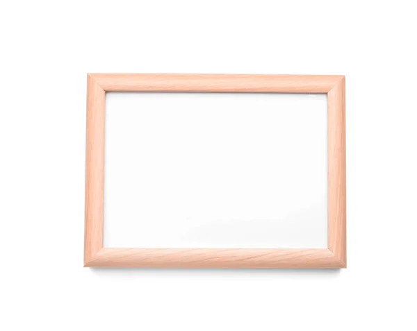 白色背景的木制空白框架 — 图库照片