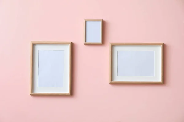 Blank Photo Frames Color Wall — Stock Photo, Image