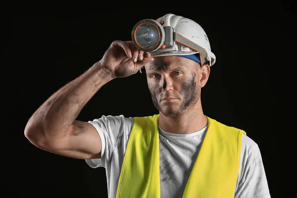 Miner Man Dark Background — Stock Photo, Image