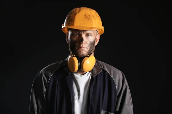 Miner Man Dark Background — Stock Photo, Image