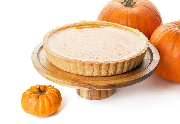 Tasty Pumpkin Pie White Background — Stock Photo, Image