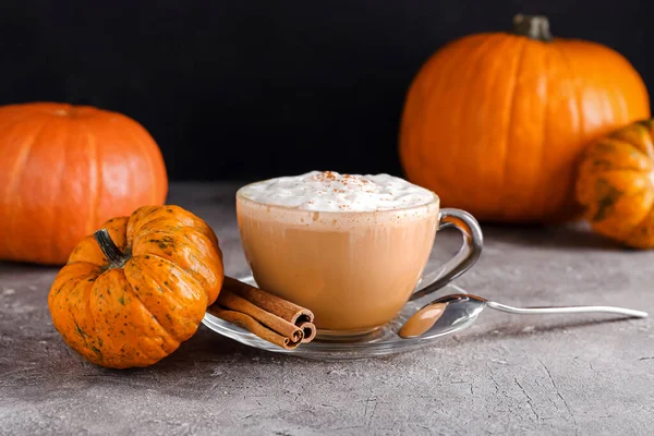Cup Pumpkin Cappuccino Table — Stock Photo, Image