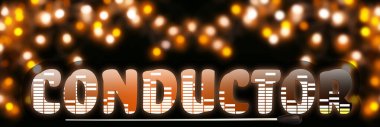 Kelime KONDUCTOR ve bulanık ışık ile koyu arkaplan yapışır
